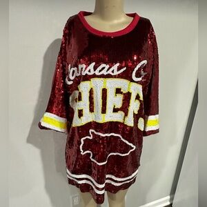 Kansas city chiefs shirt size large new long shirt sweatshirt dress sequence